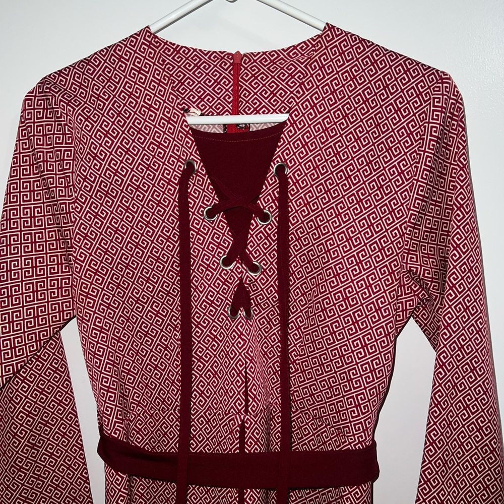 Geometric Patterned Red Dress - image 1